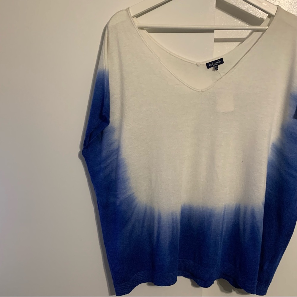 Splendid M dip dye dolman sleeve sweater cashmere blend White & Mediterranean - Picture 4 of 15